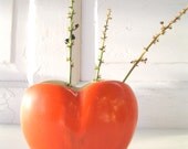 Vintage Heart Vase-40's-Orange-Red-Ceramic Love from Tessiemay