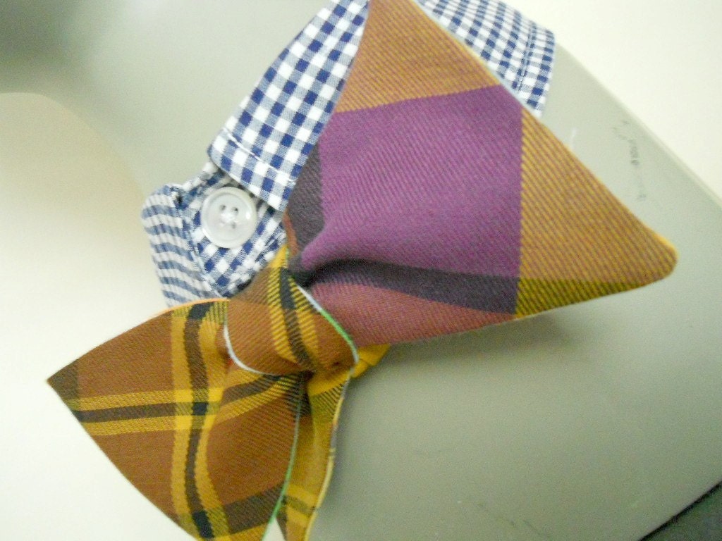 Purple and Mustard Plaid Bowtie-Reversible-Adjustable and Self Tying-The Neck Tie Reformatory