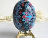 Pysanka egg,  batik egg on chicken egg shell, Ukrainian Easter egg, hand painted egg ornament