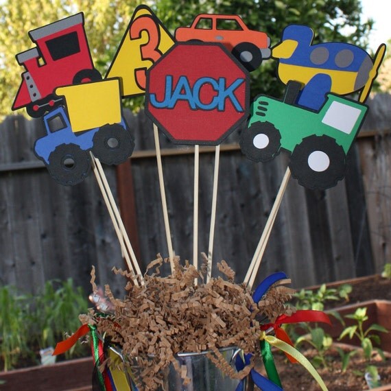Transportation birthday party centerpiece for a child