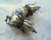 Beaded Earrings - Cream Bead Industrial Glamour Earrings