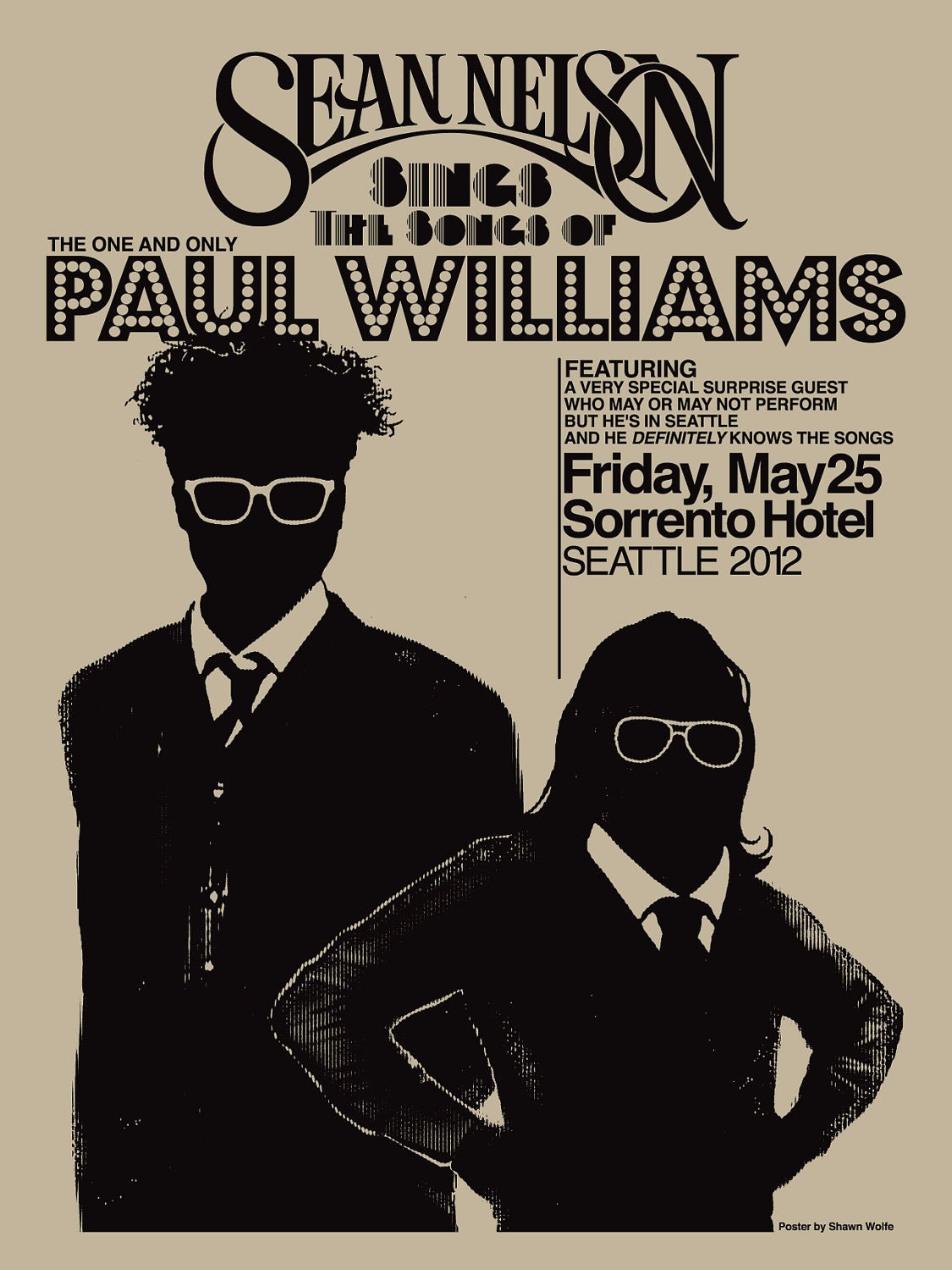 Sean Nelson Sings The Songs of Paul Williams - poster by Shawn Wolfe