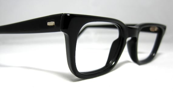 Vintage 50s Mens EyeGlasses. Black Horn Rim Mad Men Frames Glasses.