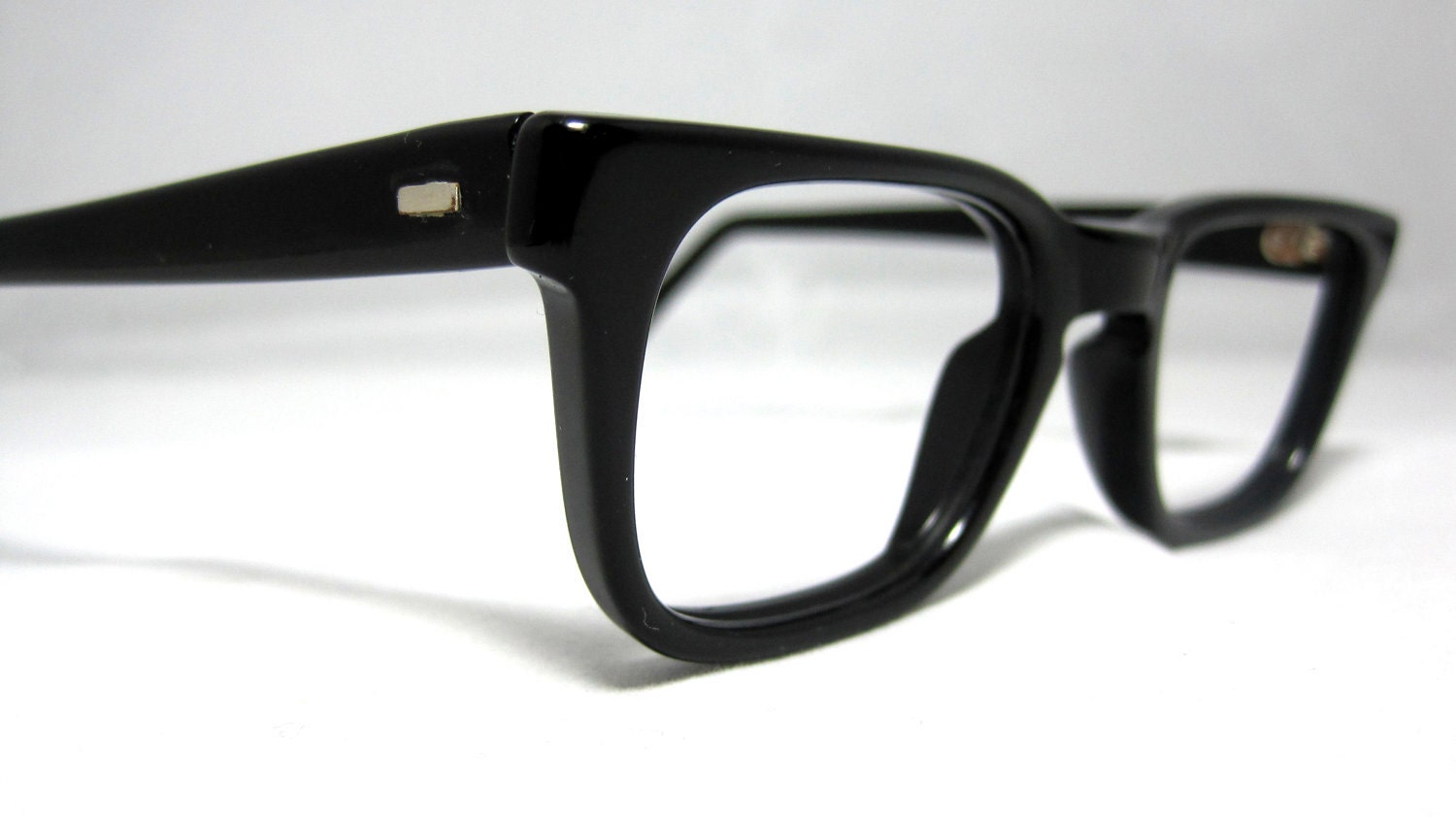 Vintage 50s Mens EyeGlasses. Black Horn Rim Mad Men Frames Glasses.