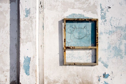wall with cat photograph, architectual decor, white, gray, blue, 12x18 photo print, industrial photography, minimal home decor