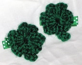 Crocheted Shamrock Hair Clippie hair clip hair bow pair