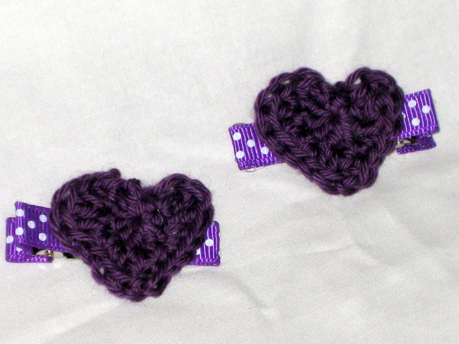 Hair clippie crochet hearts applique - many colors available