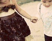 Extravagant Champagne Satin Rosette Dress
