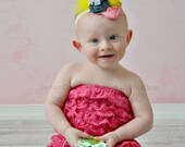 yellow, gray, pink flower headband babies toddlers infants girls photo props photography weddings