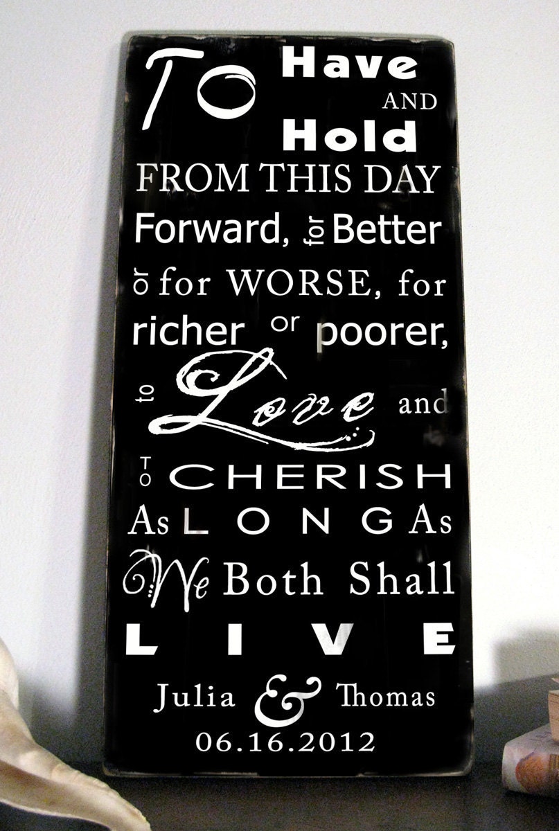Personalized WEDDING VOWS With names and date- Typography Word Art Sign
