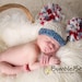 Red White and Blue Knit Pom Pom Hat for Baby, Adorable Photography Prop