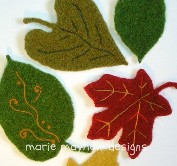 PDF-PATTERN. A Knit & Felt Wool Leaves E-Mail PDF Pattern