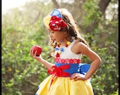 Snow White inspired Dress Up Costume Apron, Half Apron style...Made to order