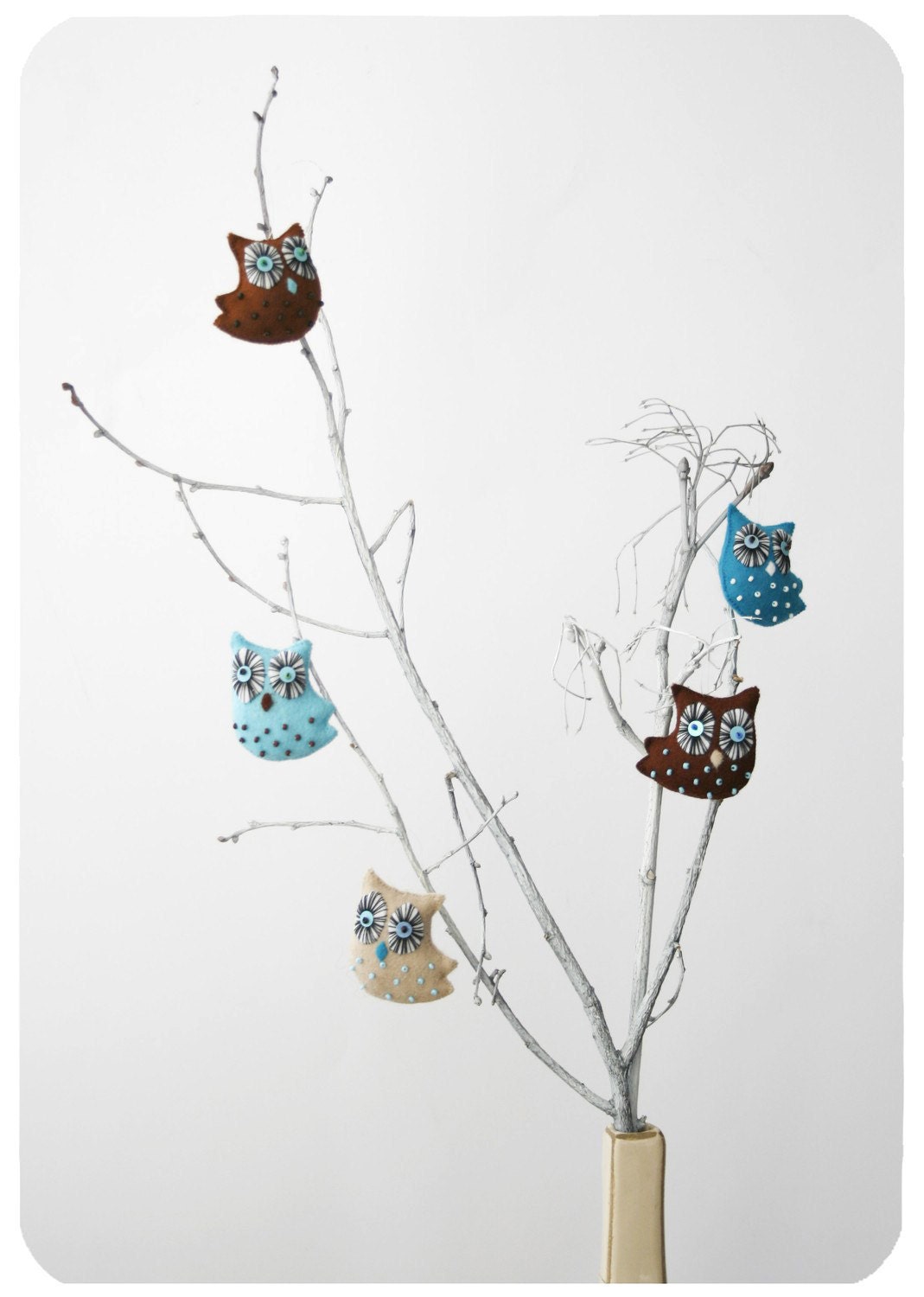 owl ornaments home decor - owls on the branch