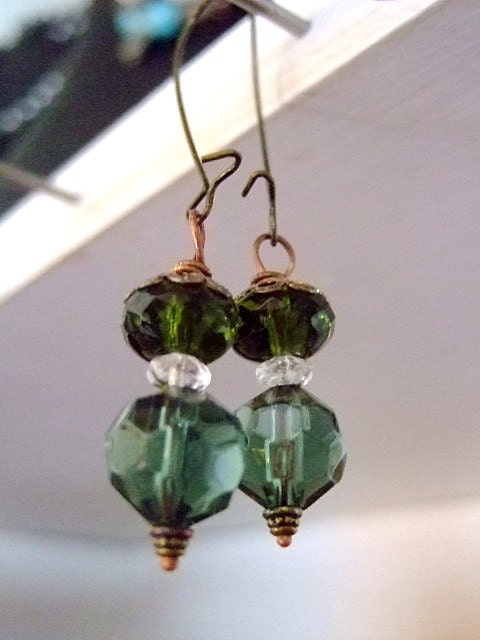Olive Cubic Zirconia for Women w/ Chinese Crystal , OOAK, Gift for Her, Jewelry on Etsy, 2.5" Drop, Birthday, Anniversary gifts