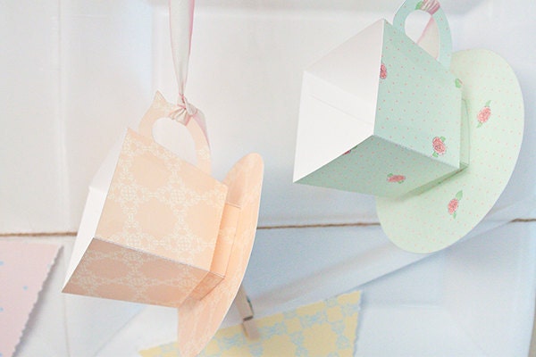 Tea Cup Favor Box - DIY Printable PDF Il_570xn