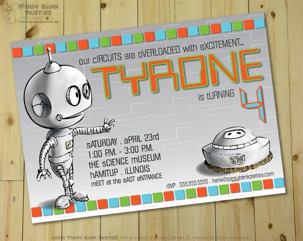 ROBOT RASCALS Invitation - Personalized DIY Printable Il_570xn