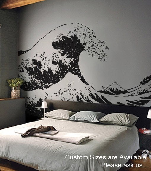 Vinyl Wall Decal Sticker Japanese Great Wave Hokusai LARGE 7ft X 11.2ft item363B