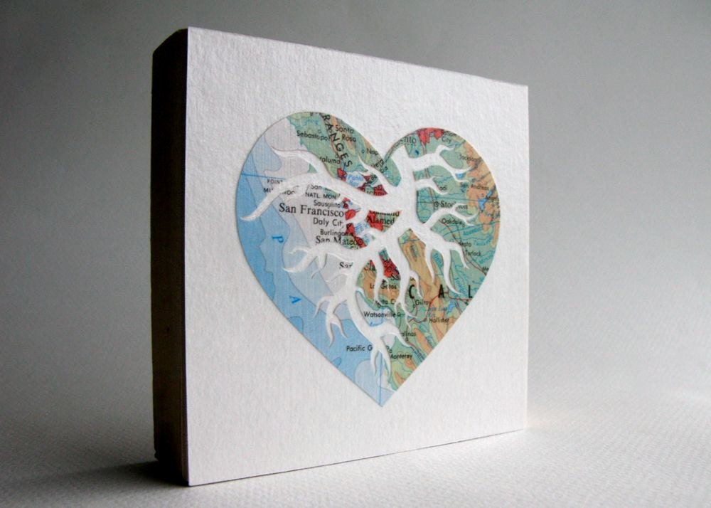 I Left My Heart in San Francisco Original Map Cutout Art by PaperCutWorks