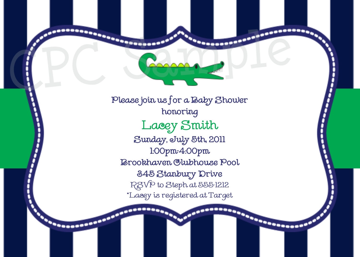 Preppy Alligator Birthday Invitation Navy Blue and Green Preppy Alligator Baby Shower Invitations Printable or Printed Il_570xn
