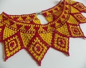 Fabulous Summer Vintage Bib Statement Necklace - Seed Beaded Collar - Chaquira Necklace Tribal