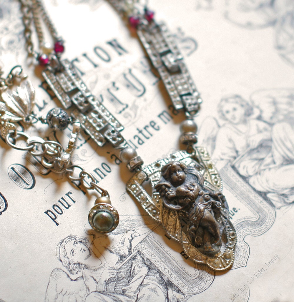 Guardian Angel - assemblage necklace