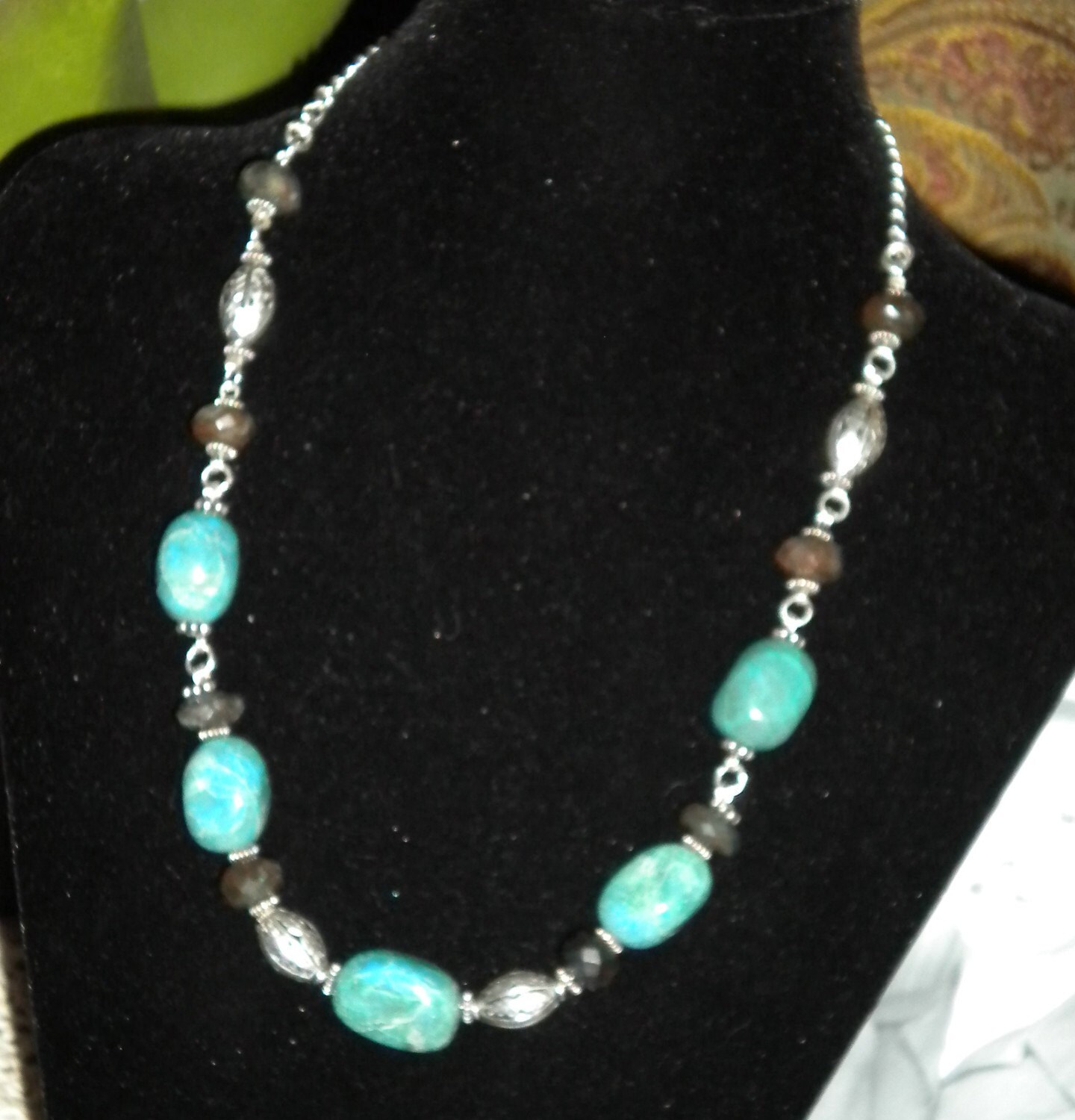 NATURAL CHRISACOLLA Azurite and STERLING Necklace