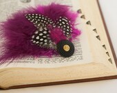 Purple Fascinator with Vintage Button