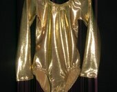 Toddler Childrens Long sleeve leotard dancewear swimwear ballet costume gold metallic