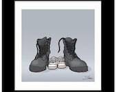 Combat Boots and Baby Shoes - 7x7 print