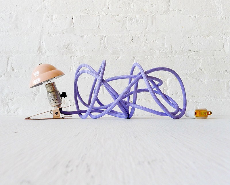 Little Miss Tinker Pink - Industrial Night Light Clip with Lavender Color Cord