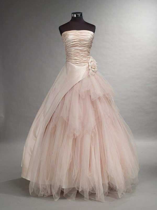 Romantic Pink Wedding Dress with Tulle