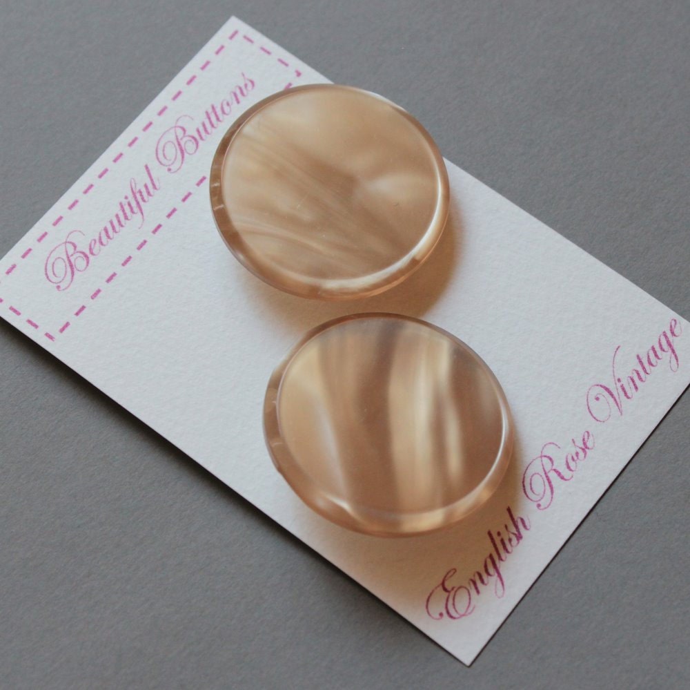 Vintage Set of Two Large Beige Coat Buttons