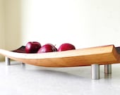 mid century modern serving tray bowl platter. repurposed wine barrel. eco friendly gift. French oak cutting board
