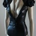 Bodysuit Black Pvc Latex Look Gothic Dark Fashion Barbie Kawaii Lolita Cosplay - Chrisst's black pvc bodysuit - SPECIAL ETSY PRICE