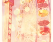 Los Angeles photography, Santa Monica pier Carnival Lights ferris wheel red yellow pink baby nursery kids room California summer beach