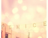 Venice beach home decor, LA photography, Summer Romance, large wall art, nursery decor, love, romantic, pink yellow California art