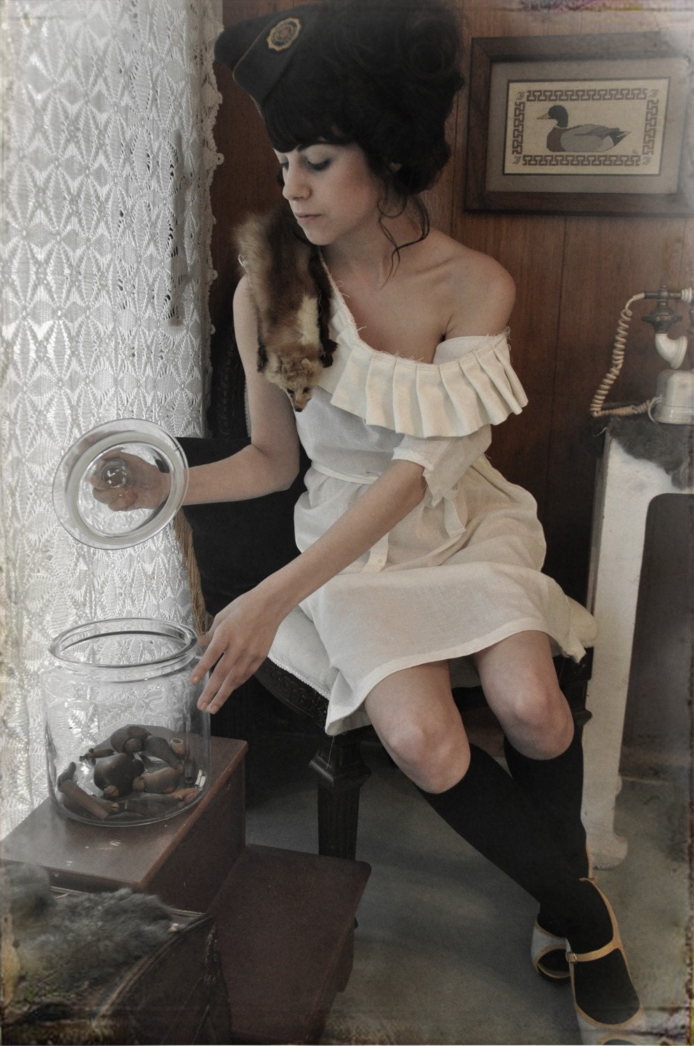 Linen Dress with Pleated Collar XS/S/M/L/XL four colors