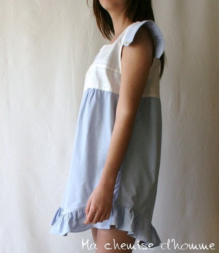 Mini Tunic Dress  Recycled mens' shirt - US 6 / EU 38