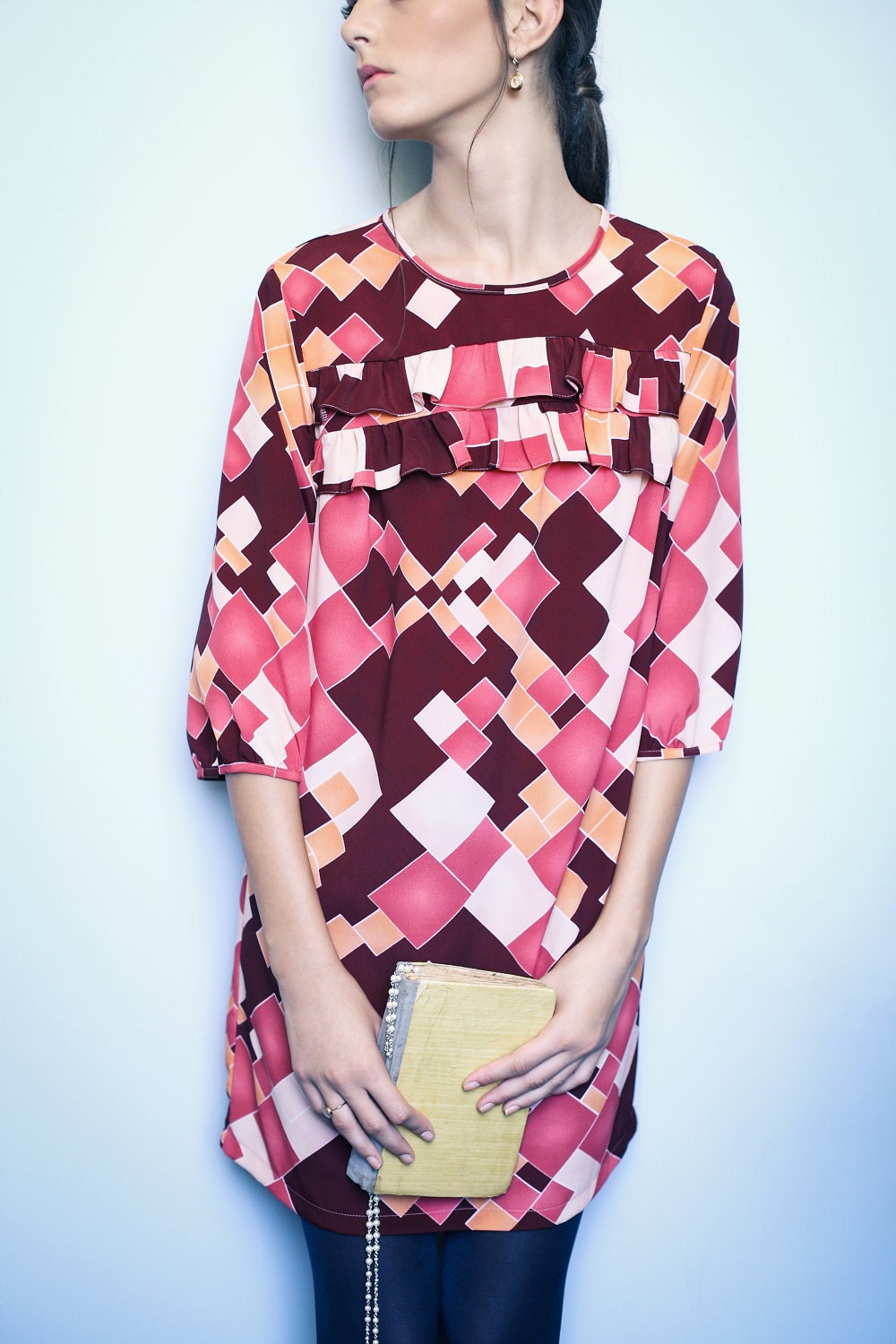 Geometric print dress, Cocktail dress, Bridesmaid dress, Party dress, Women dress, Abstract dress