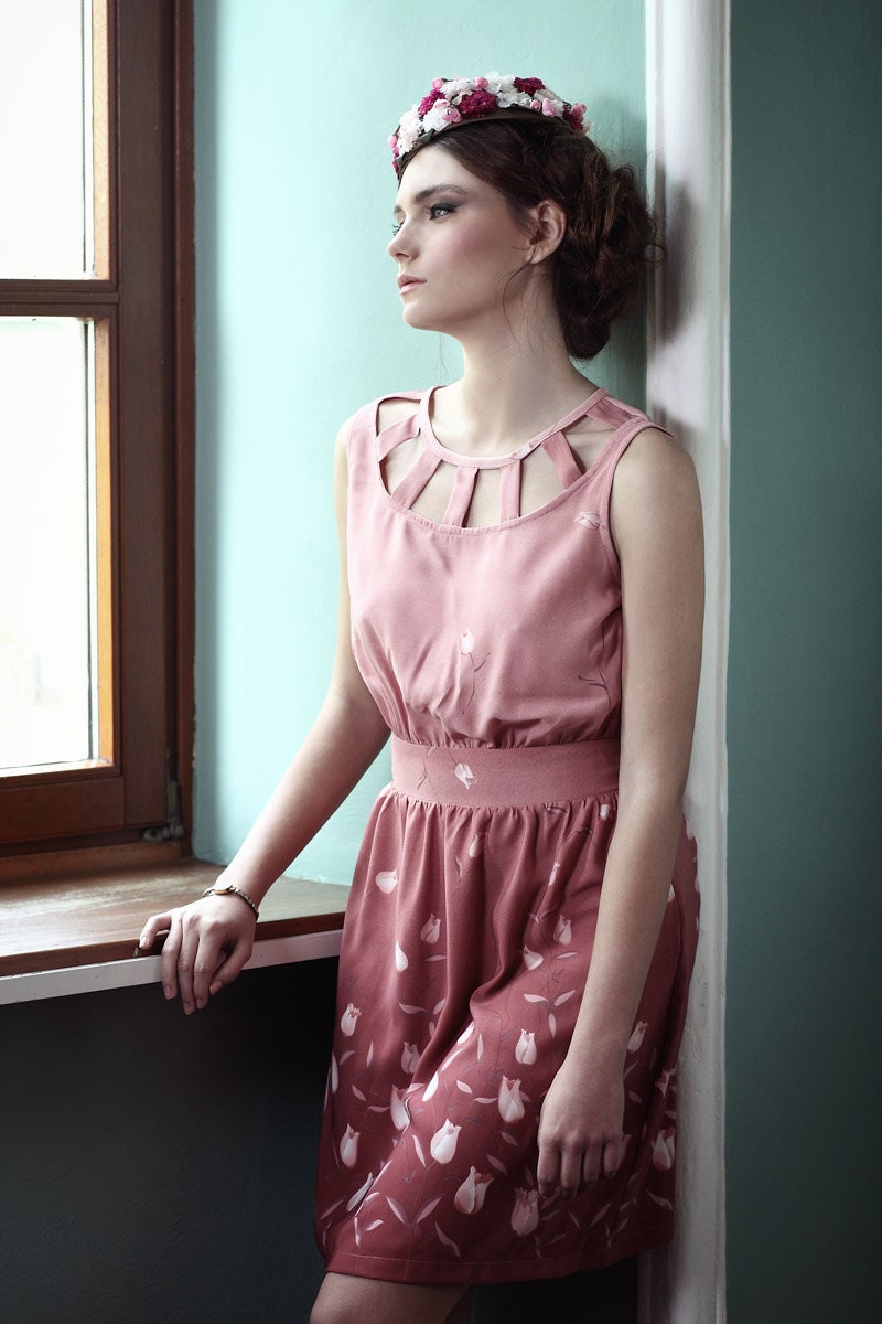 Pink dress, Floral dress, Cocktail dress, Bridesmaid dress, Formal dress, Party dress, Women dress, Country wedding