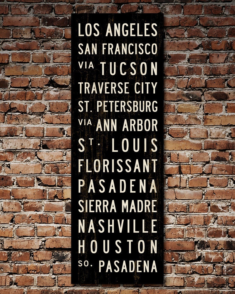 MAKE YOUR OWN Custom Subway Sign. Bus Scroll Art. Canvas Poster. 20.5 x 60