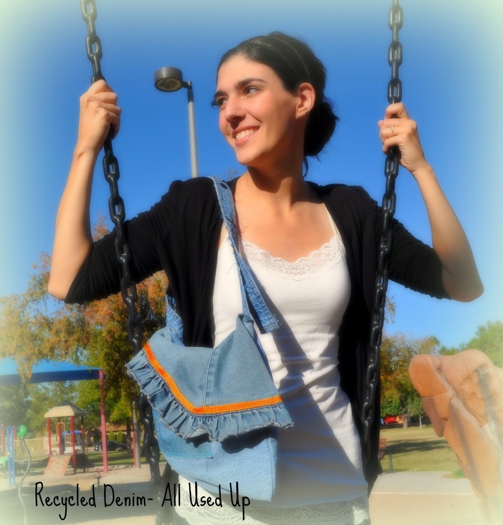 Cross Strap Denim Purse, Large Clutch with Adjustable Straps, Recycled Denim, Girlfriend Gift