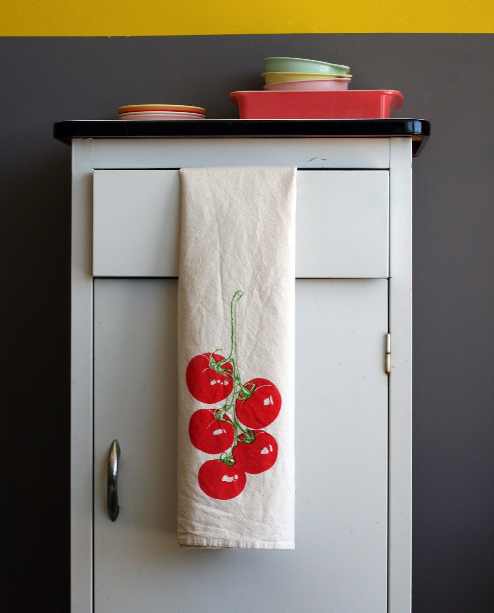 Natural Flour Sack Towel - Tomato Vine - Hand Screen Printed