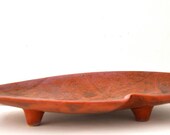 Mid Century Ceramic Platter Footed Dish - Terra Cotta Pink Coral