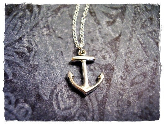 Tiny Anchor Charm Necklace in Sterling Silver with a Delicate 18 Inch Sterling Silver Cable Chain