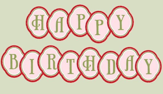 Strawberry Party PRINTABLE Happy Birthday Banner from Love The Day Il_570xn