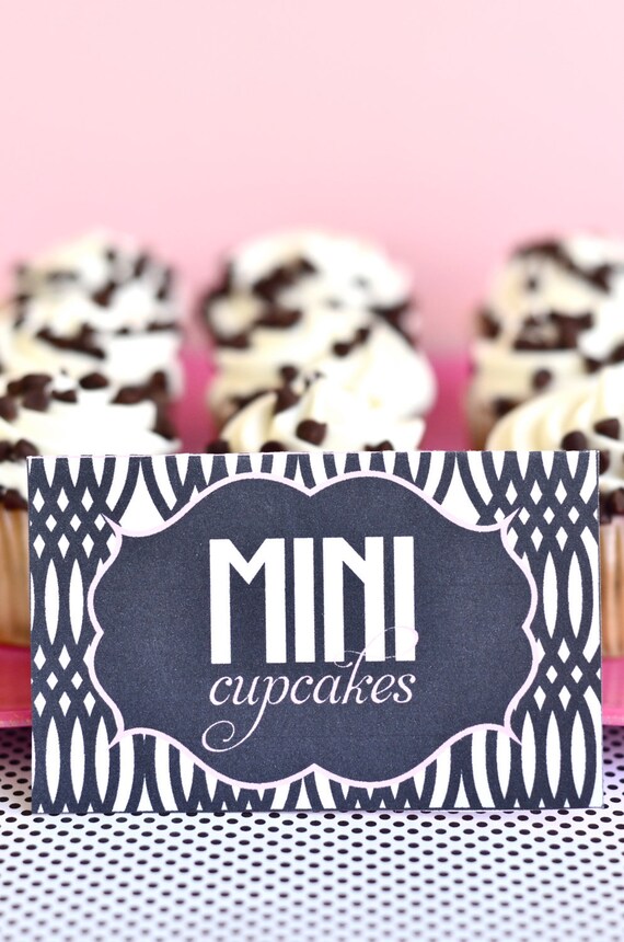 Modern Pink & Black Birthday Party PRINTABLE Food Labels by Love The Day Il_570xn