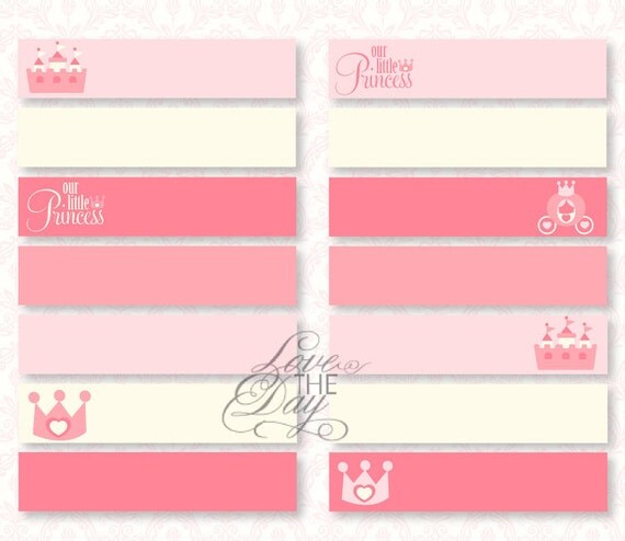 Pink Princess Party PRINTABLE Flags (INSTANT DOWNLOAD) from Love The Day Il_570xn