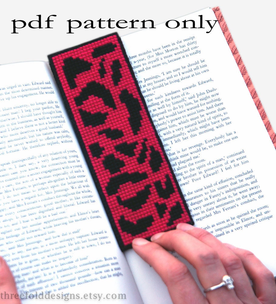 Leopard Print Cross Stitch Pattern PDF Hot Pink Bookmark